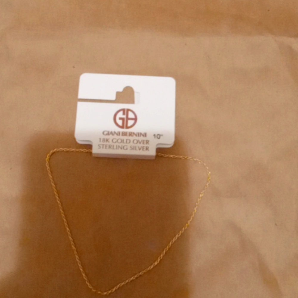 18K Gold Over Sterling Sliver Ankle Bracelet